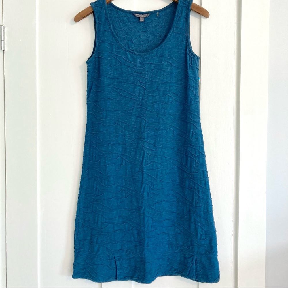 Toad & Co Samba Wave Teal Textured Tank Dress Casual